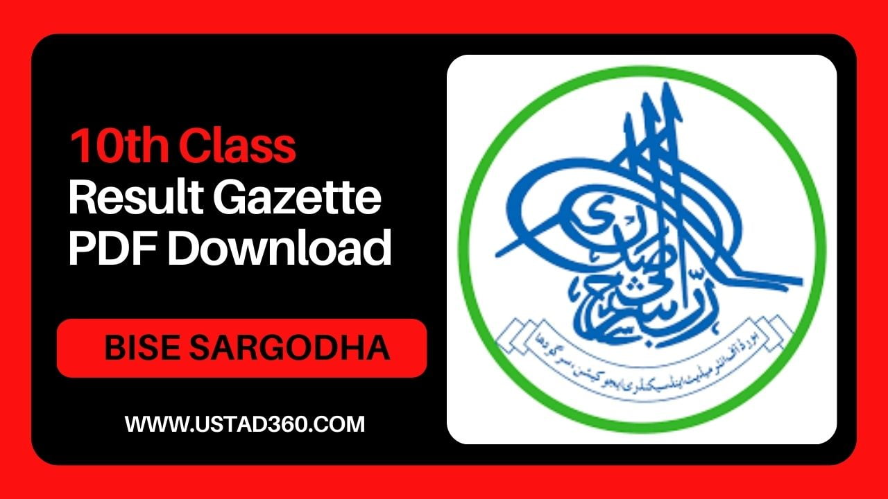 Matric 10th Class BISE Sargodha Result Gazette 2024 PDF - Ustad360