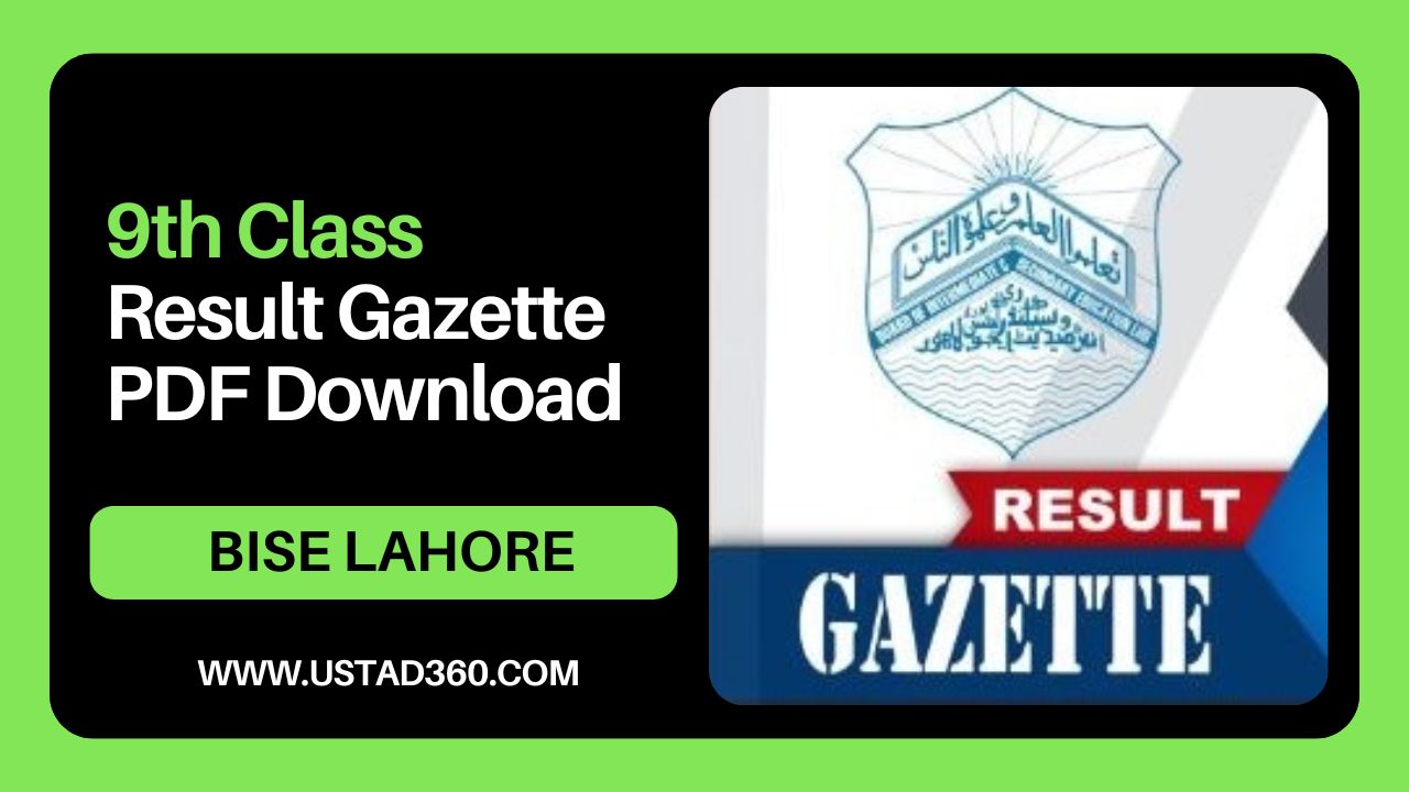 BISE Lahore Board 9th Class Result 2024 Gazette PDF Ustad360